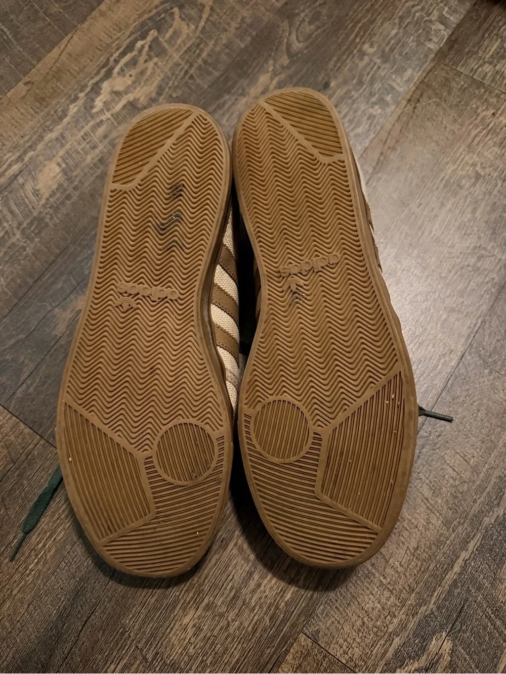 adidas Beige hemp Sneakers with Olive Green Laces men’s size 10